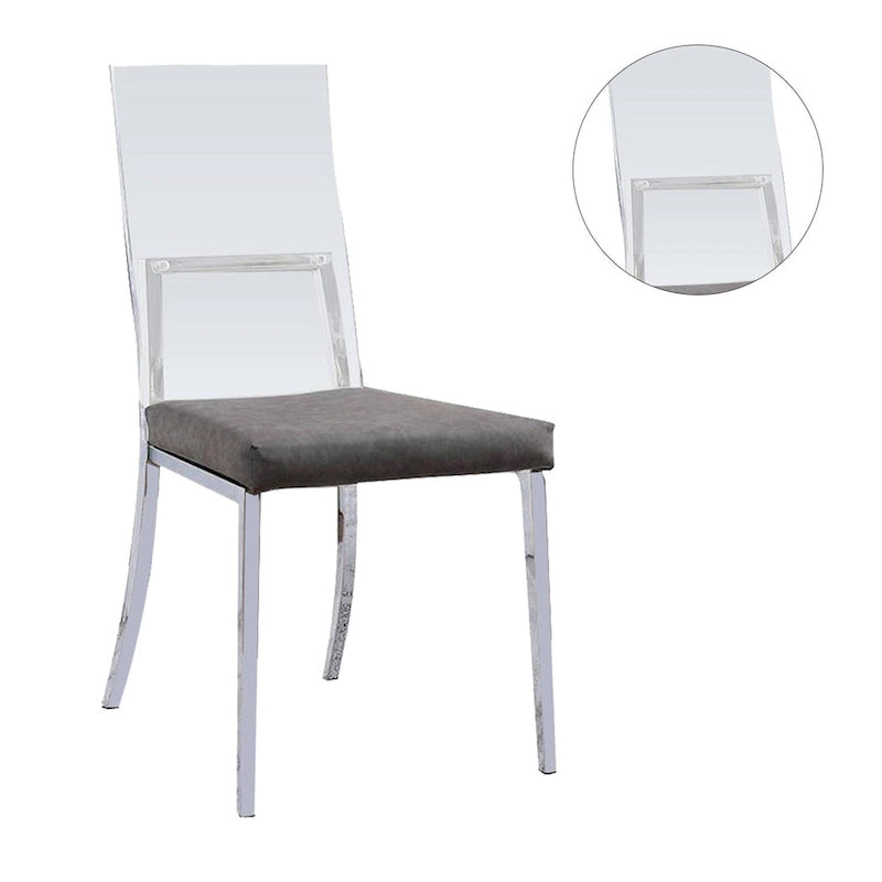 Set di 2 Sedie da Pranzo in Acrilico, Similpelle e Metallo