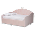 Divano Letto Moderno Rivestito in Velluto - Rosa Chiaro