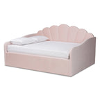 Divano Letto Moderno Rivestito in Velluto - Rosa Chiaro