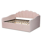 Divano Letto Moderno Rivestito in Velluto - Rosa Chiaro