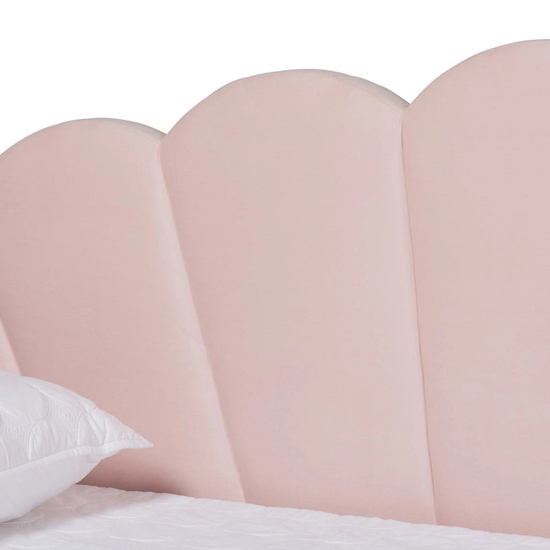 Divano Letto Moderno Rivestito in Velluto - Rosa Chiaro