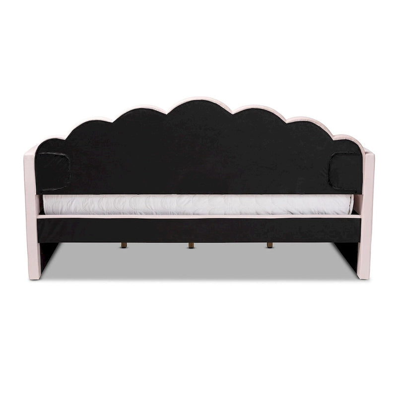 Divano Letto Moderno Rivestito in Velluto - Rosa Chiaro
