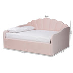 Divano Letto Moderno Rivestito in Velluto - Rosa Chiaro