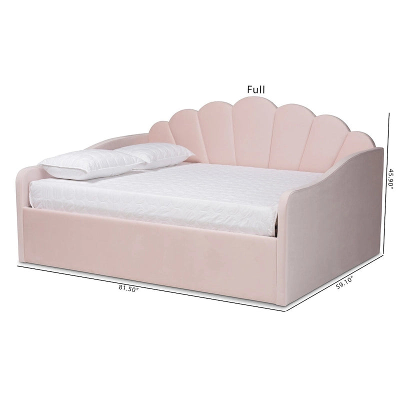 Divano Letto Moderno Rivestito in Velluto - Rosa Chiaro