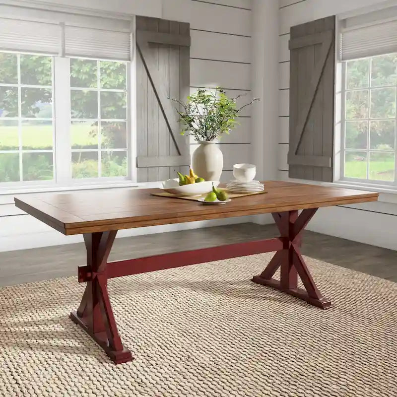 Tavolo da pranzo in rovere da 78 pollici con base a X