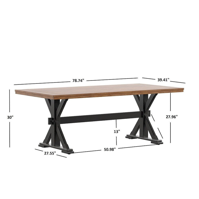 Tavolo da pranzo in rovere da 78 pollici con base a X