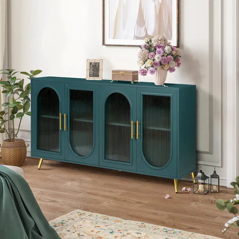 Mobile TV in Legno con Mobiletto Contenitore e Ripiani Regolabili - N/A