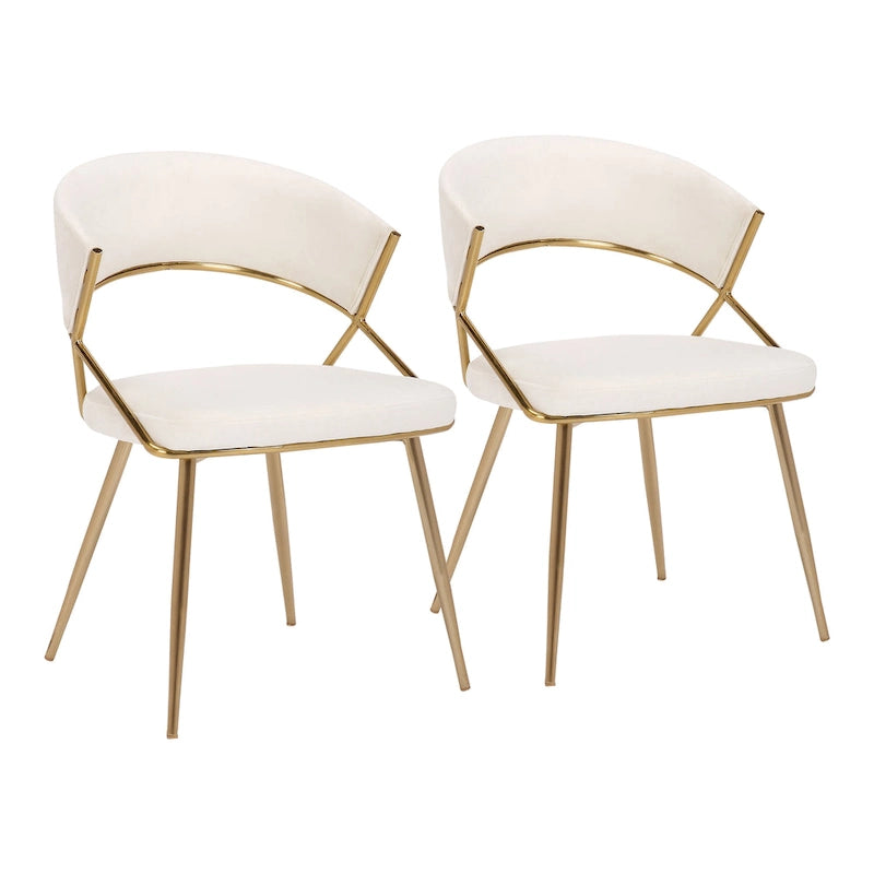 Sedia da pranzo imbottita oro (set da 2)