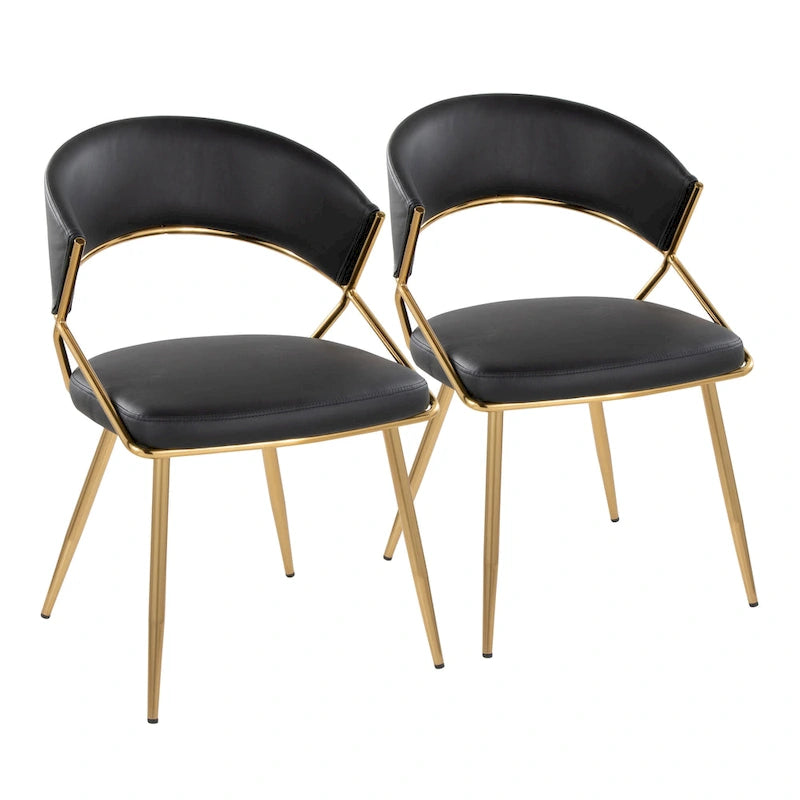 Sedia da pranzo imbottita oro (set da 2)