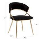 Sedia da pranzo imbottita oro (set da 2)