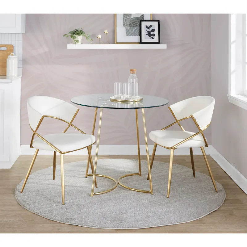 Sedia da pranzo imbottita oro (set da 2)