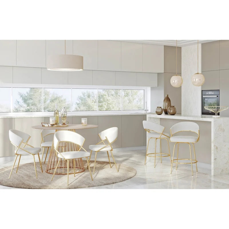 Sedia da pranzo imbottita oro (set da 2)