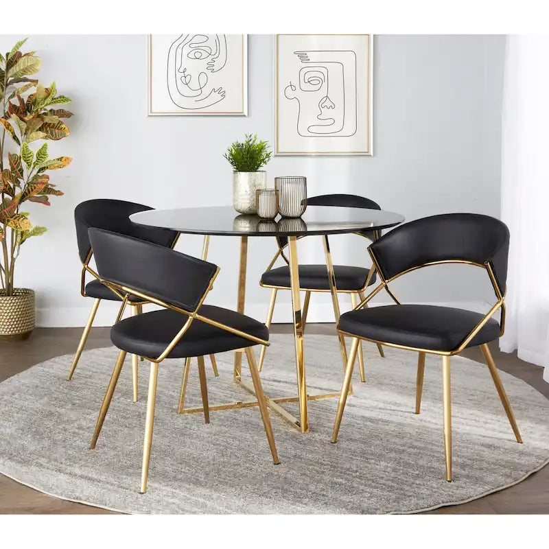 Sedia da pranzo imbottita oro (set da 2)