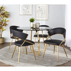 Sedia da pranzo imbottita oro (set da 2)