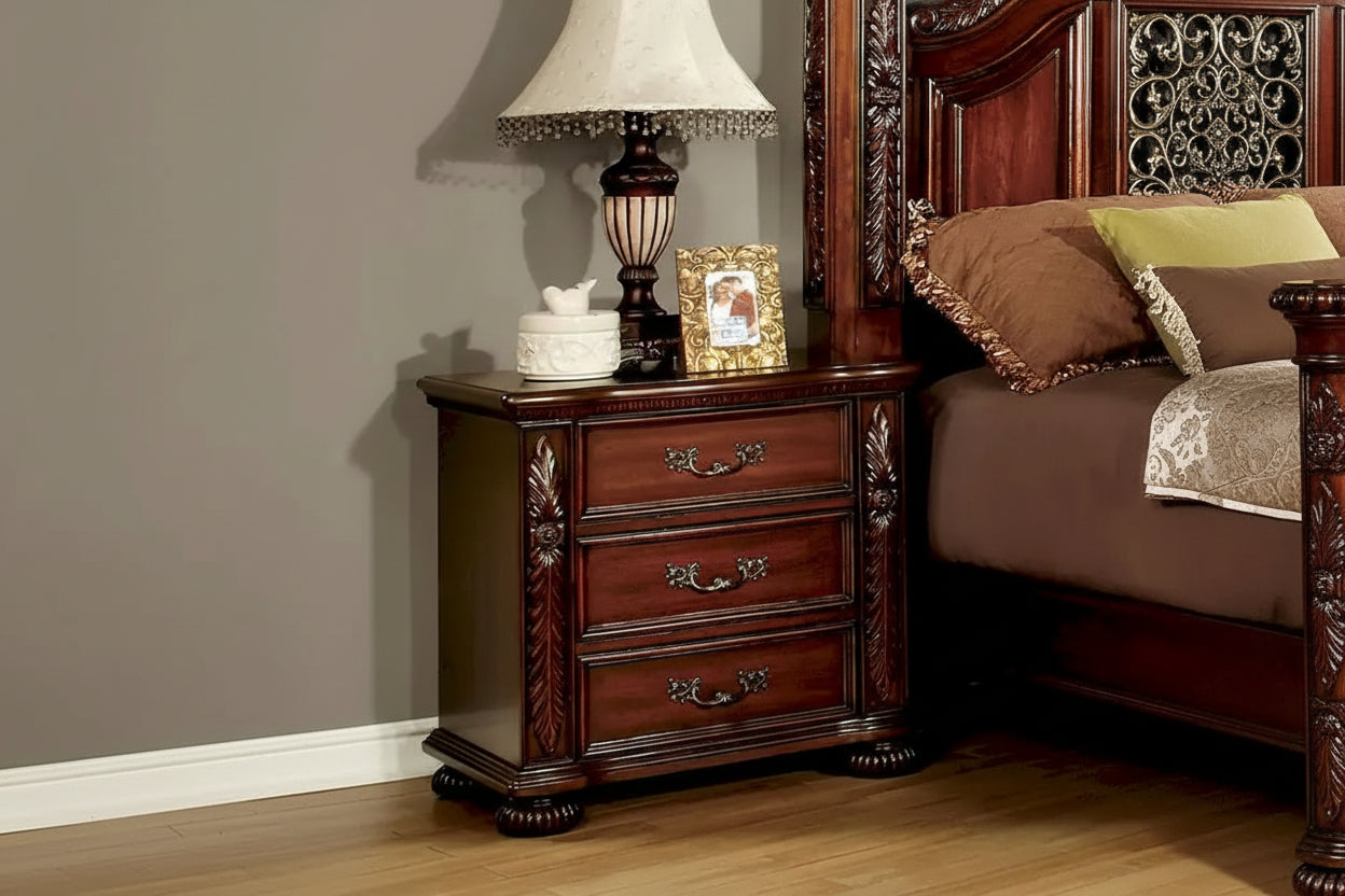 Ulis Traditional Cherry Solid Wood 3-Drawer Nightstand by 