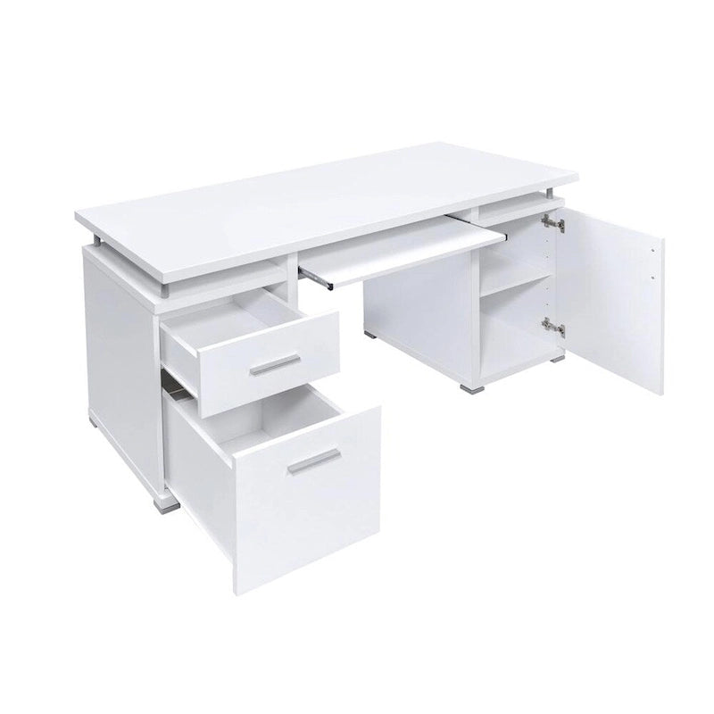 Scrivania per computer con 2 cassetti e armadietto in bianco