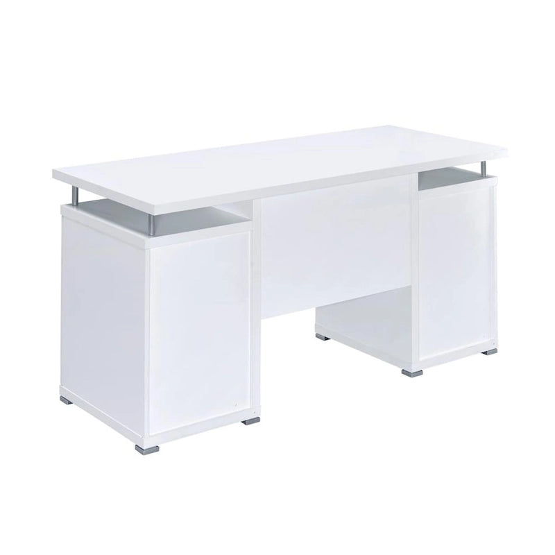 Scrivania per computer con 2 cassetti e armadietto in bianco