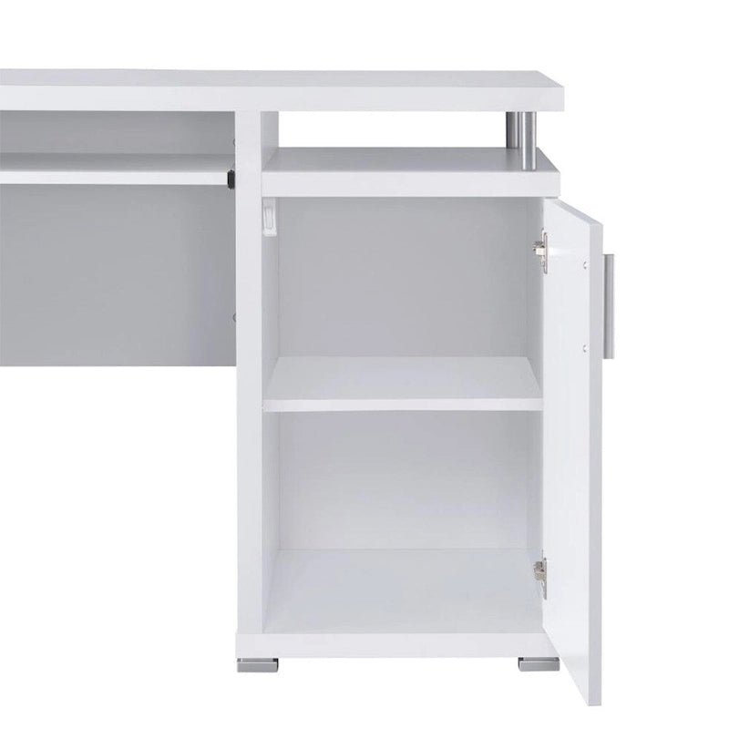 Scrivania per computer con 2 cassetti e armadietto in bianco