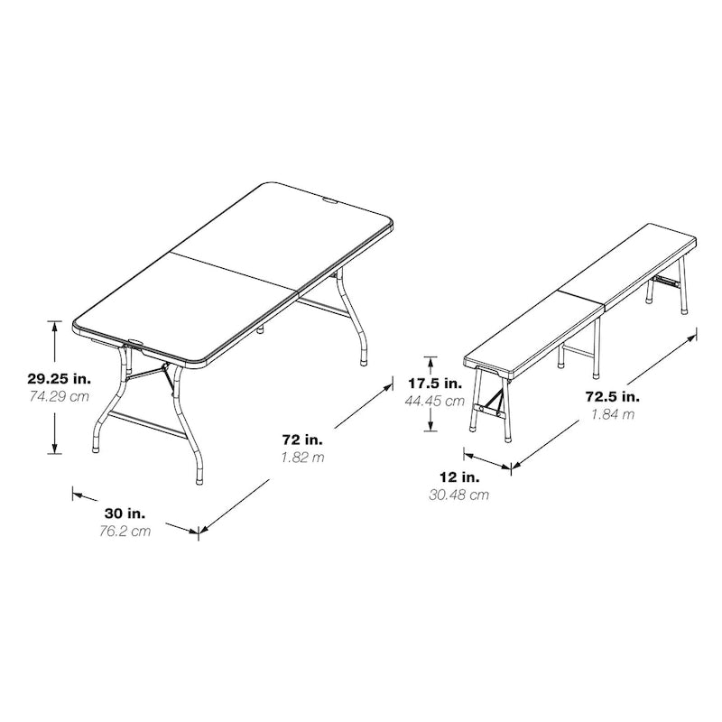 Set Pieghevole 3 Pezzi con Tavolo e Panche