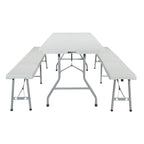 Set Pieghevole 3 Pezzi con Tavolo e Panche