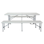 Set Pieghevole 3 Pezzi con Tavolo e Panche