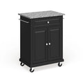 Carrello/Isola Compatta con Piano in Granito Grigio e Finitura Nera - 18p x 31l x 35.5a