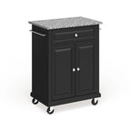 Carrello/Isola Compatta con Piano in Granito Grigio e Finitura Nera - 18p x 31l x 35.5a