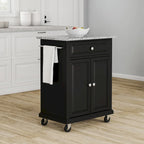  Compact Gray Granite Top Cart/ Island in Black Finish - 18d x 31w x 35.5h