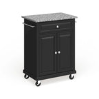 Carrello/Isola Compatta con Piano in Granito Grigio e Finitura Nera - 18p x 31l x 35.5a