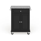 Carrello/Isola Compatta con Piano in Granito Grigio e Finitura Nera - 18p x 31l x 35.5a