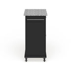 Carrello/Isola Compatta con Piano in Granito Grigio e Finitura Nera - 18p x 31l x 35.5a