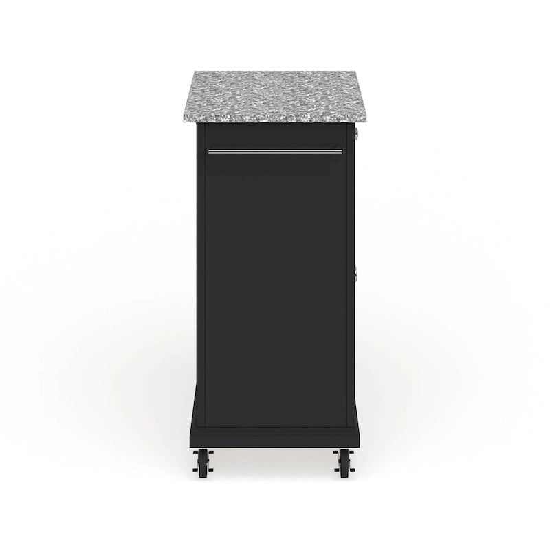 Carrello/Isola Compatta con Piano in Granito Grigio e Finitura Nera - 18p x 31l x 35.5a
