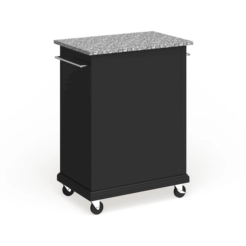 Carrello/Isola Compatta con Piano in Granito Grigio e Finitura Nera - 18p x 31l x 35.5a