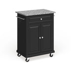 Carrello/Isola Compatta con Piano in Granito Grigio e Finitura Nera - 18p x 31l x 35.5a
