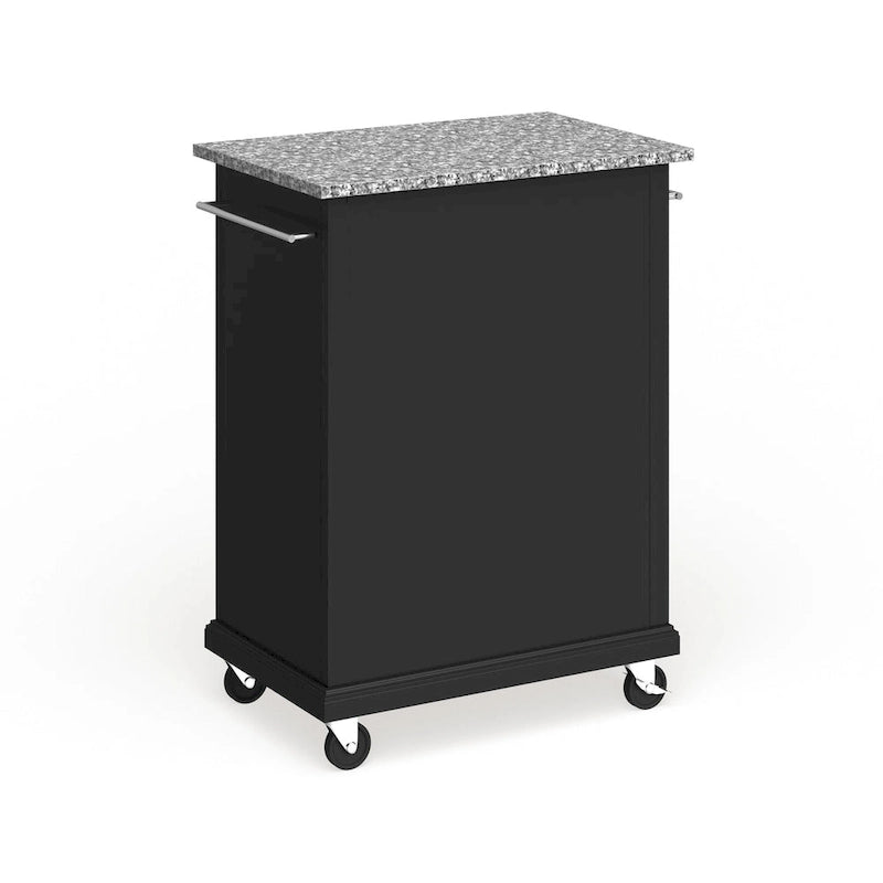 Carrello/Isola Compatta con Piano in Granito Grigio e Finitura Nera - 18p x 31l x 35.5a
