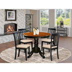  5 Piece Dining Table Set- A Round Kitchen Table and 4 Dining Chairs, Black & Cherry (Seat Options)