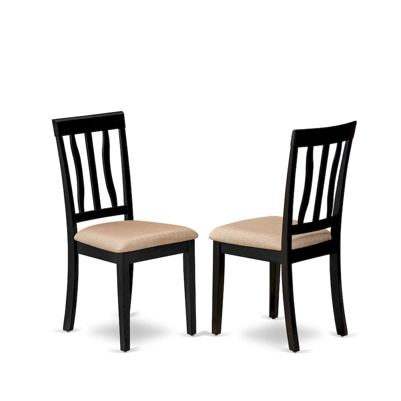 Set da pranzo 5 pezzi - Tavolo rotondo da cucina e 4 sedie, Nero e Ciliegio (Opzioni seduta)
