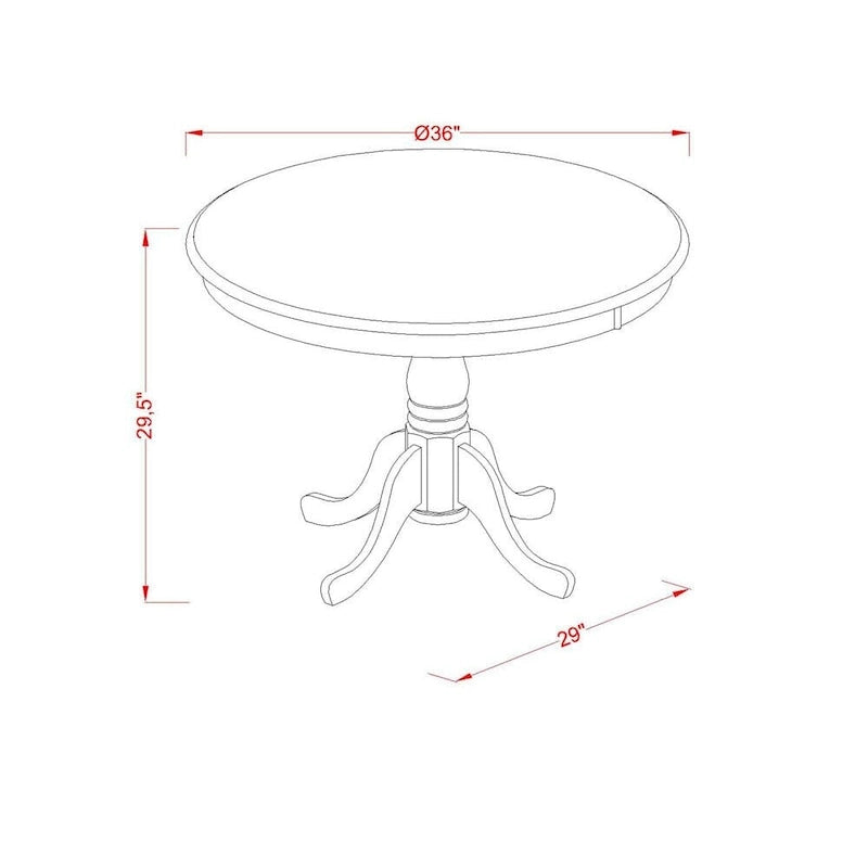 Set da pranzo 5 pezzi - Tavolo rotondo da cucina e 4 sedie, Nero e Ciliegio (Opzioni seduta)