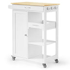 Carrello da Cucina Isola su Ruote con 1 Cassetto, Armadietto Contenitore e Scaffali a 3 Ripiani