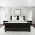 Letto king-size e due comodini in legno nero Oak Park