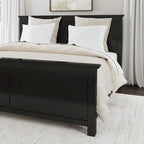 Letto king-size e due comodini in legno nero Oak Park