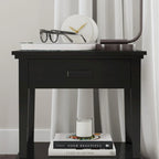 Letto king-size e due comodini in legno nero Oak Park