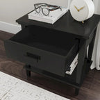 Letto king-size e due comodini in legno nero Oak Park