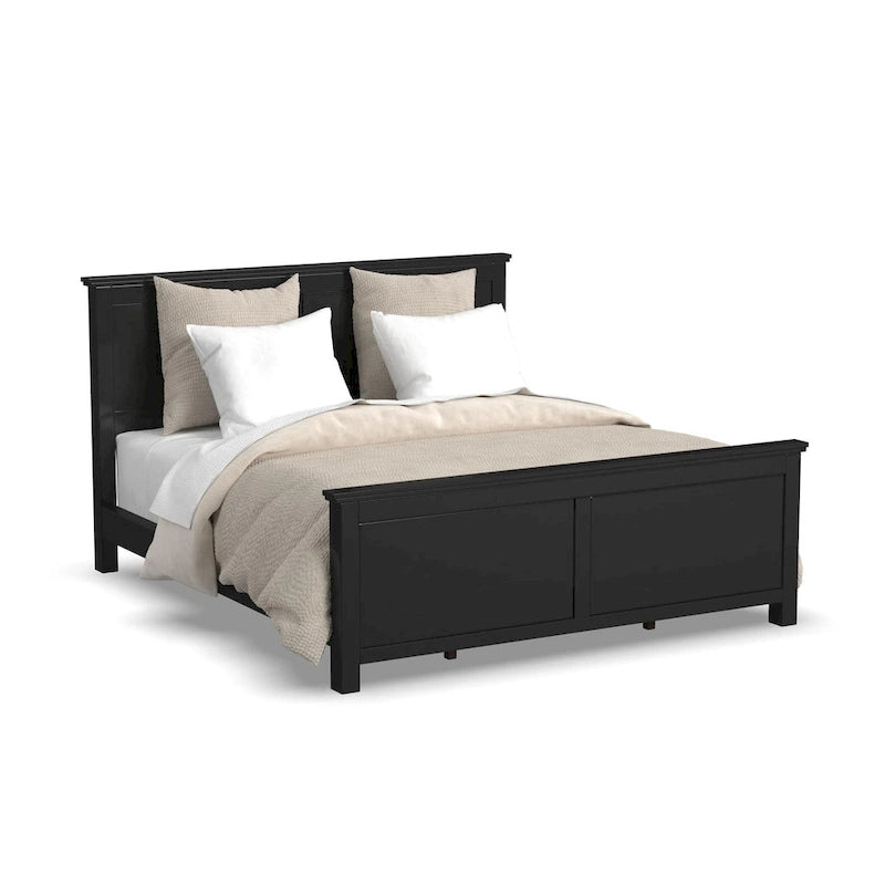 Letto king-size e due comodini in legno nero Oak Park
