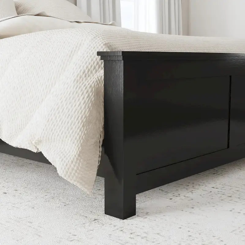 Letto king-size e due comodini in legno nero Oak Park