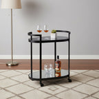 Eleonore Black Metal Frame Two-Tier w/Glass Shelves Bar Cart
