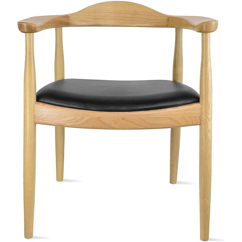 Sedie Kennedy con braccioli in legno massello Rovere e similpelle Sedia da pranzo con braccioli per cucina, camera da letto e ufficio