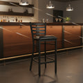 Black Metal Ladder-Back Restaurant Style Bar Stool - 17 x 18 x 42.2 inches