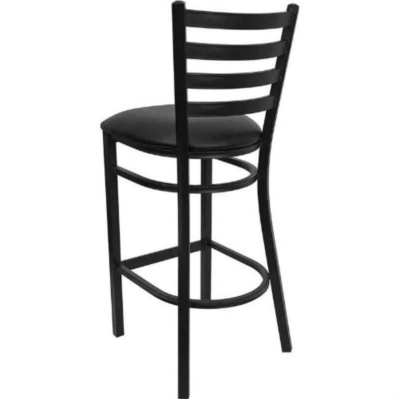 Sgabello da bar per ristorante con schienale a pioli in metallo nero - 17 x 18 x 42,2 pollici