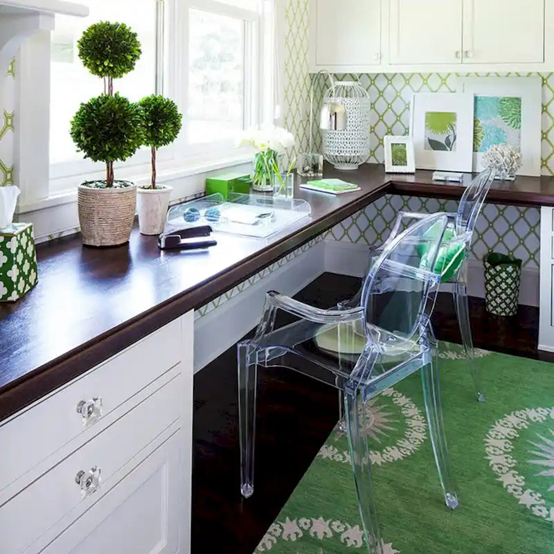 Set di 2 sedie impilabili in lucite trasparente per cucina, patio, sala da pranzo, soggiorno, camera da letto, festa con schienale ovale, ufficio